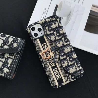 Luxury Monogram Card Pocket Flap Phone Case