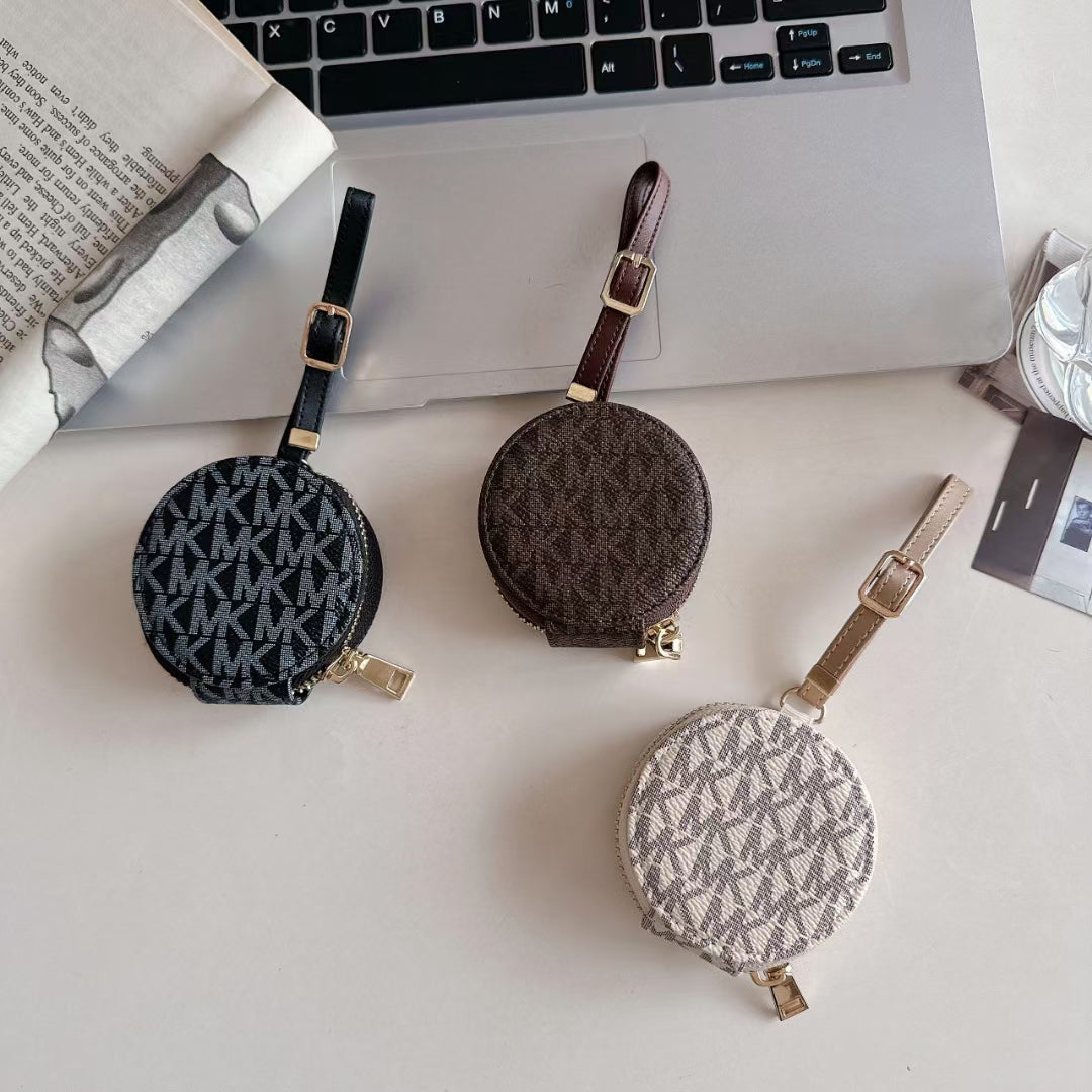 Luxury Signature Monogram Round Coin & AirPods Holder