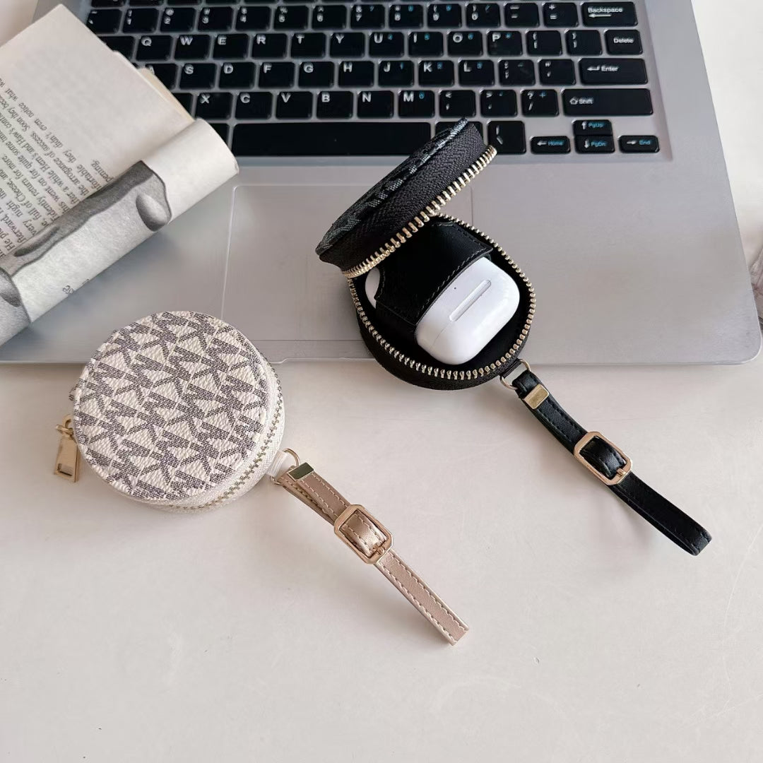 Luxury Signature Monogram Round Coin & AirPods Holder
