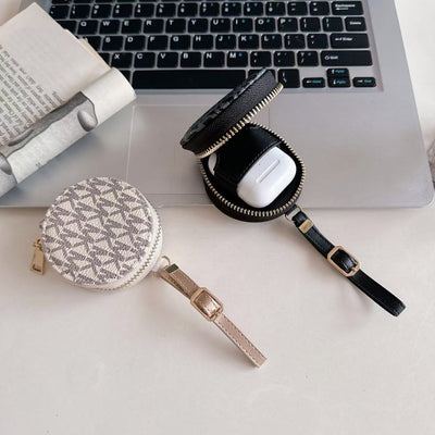 Luxury Signature Monogram Round Coin & AirPods Holder