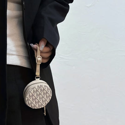 Luxury Signature Monogram Round Coin & AirPods Holder