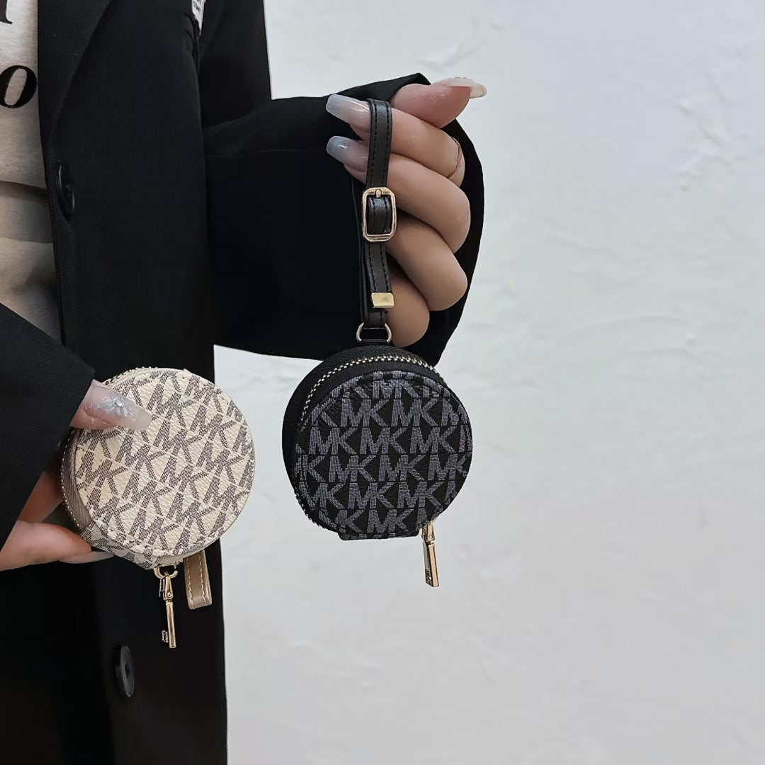 Luxury Signature Monogram Round Coin & AirPods Holder