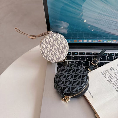 Luxury Signature Monogram Round Coin & AirPods Holder