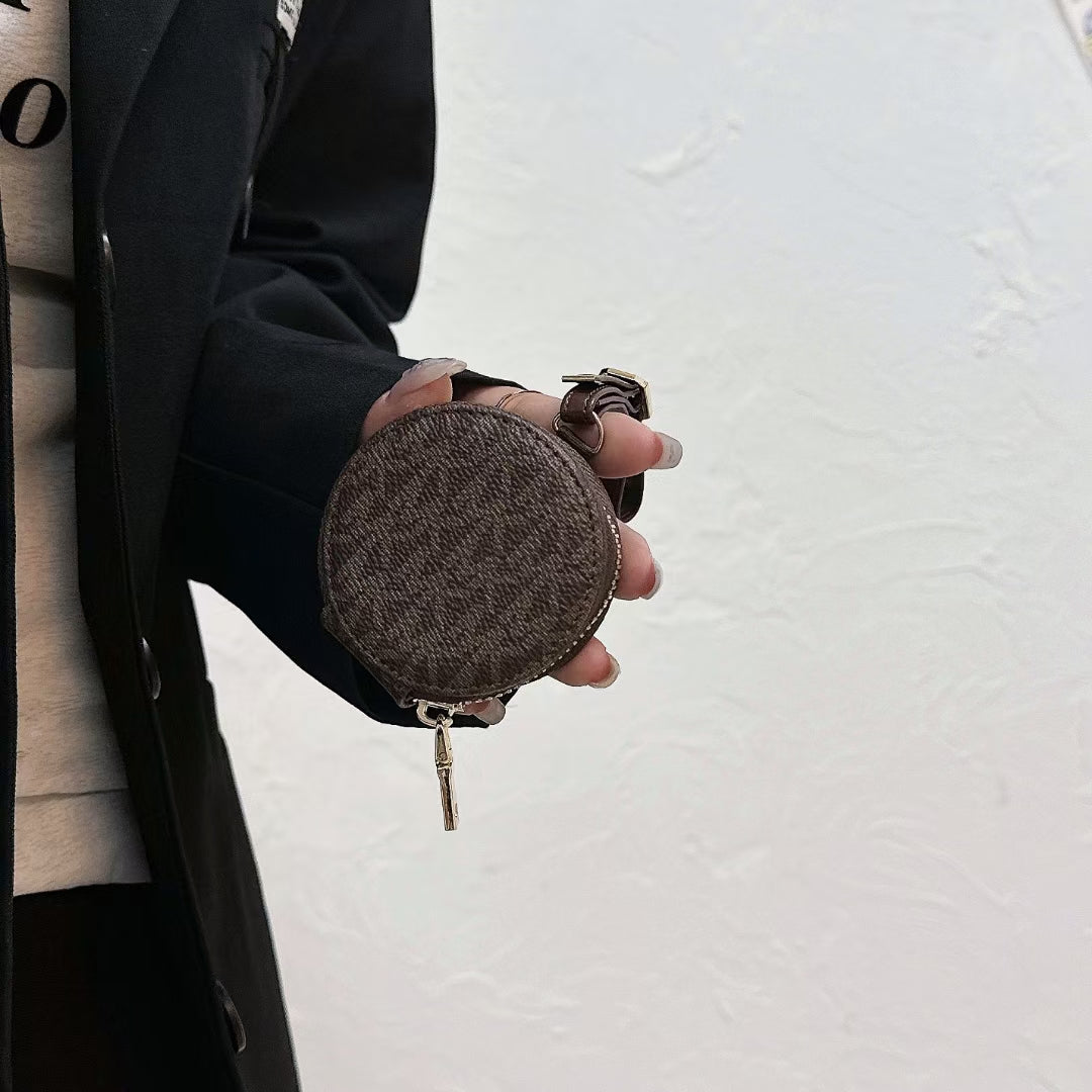 Luxury Signature Monogram Round Coin & AirPods Holder