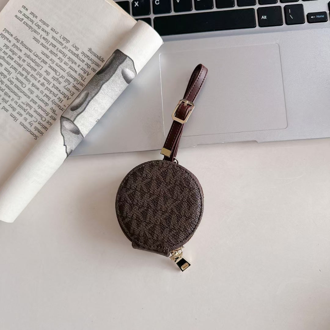 Luxury Signature Monogram Round Coin & AirPods Holder