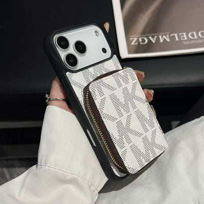 Luxury Signature Monogram Zipper Card Pocket Phone Case
