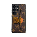 Gold Lock Card Holder Samsung Galaxy Case - Samsung S26 Ultra - Brown | FlairCases