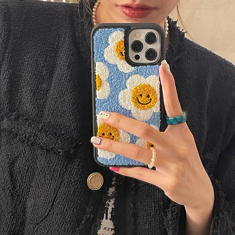 Soft Cute Texture Embroidered iPhone Case