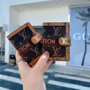 Brown Monogram Bi-Fold Card Wallet | Two Edge Colors - Black Edges - No | FlairCases