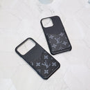 Black Grain Monogram Card Slot iPhone Case - detail 1 | FlairCases