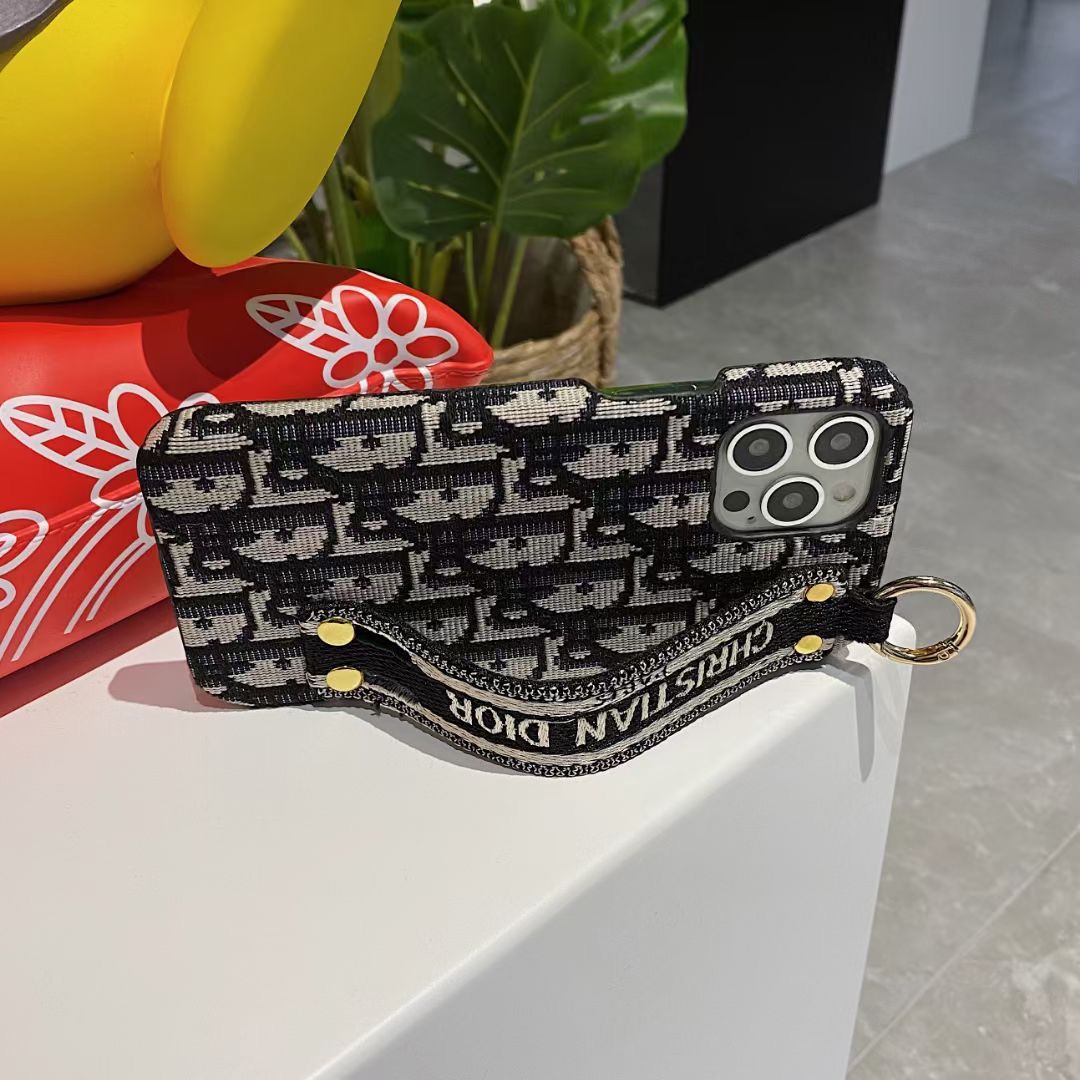 Luxury Monogram Fabric Hand Strap Phone Case – For iPhone