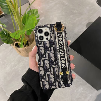 Luxury Monogram Fabric Hand Strap Phone Case – For iPhone