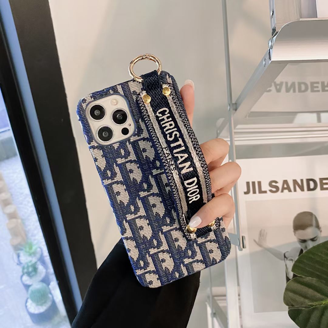 Luxury Monogram Fabric Hand Strap Phone Case – For iPhone