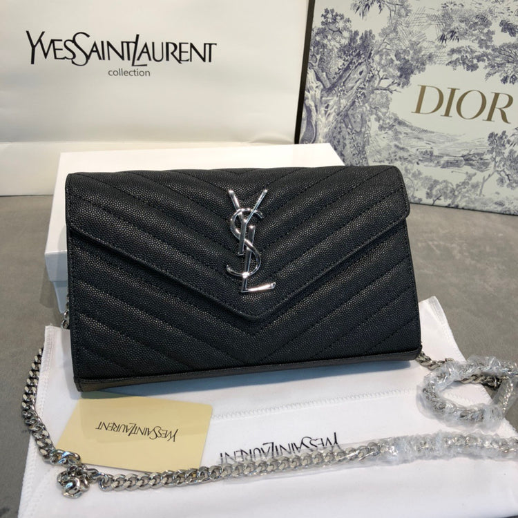 Black Envelope Shoulder Clutch with Chain - Default Title | FlairCases