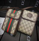 Striped Vertical Crossbody Phone Pouch | Two Styles - Beige Logo | FlairCases