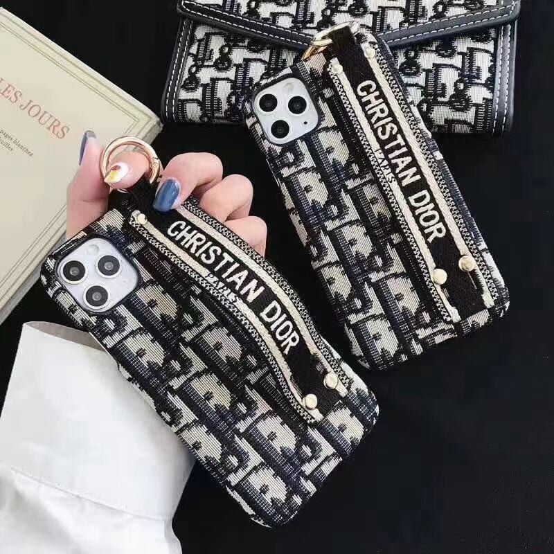 Luxury Monogram Fabric Hand Strap Phone Case – For iPhone