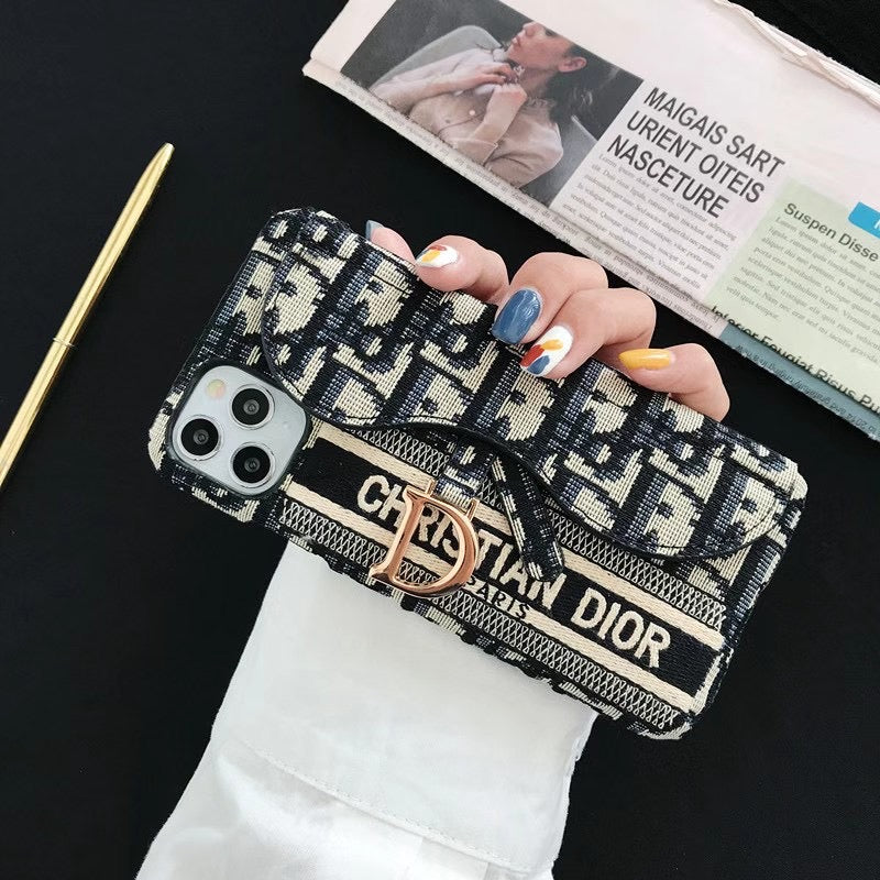 Luxury Monogram Card Pocket Flap Phone Case